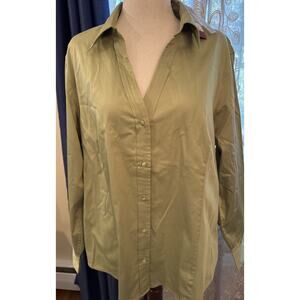 Talbots Women's Long-Sleeved Sage Green Button-Down Blouse 20W Cotton/lycra